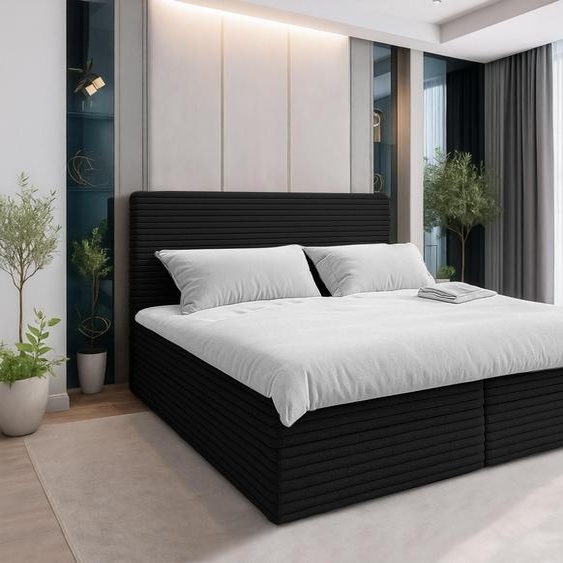 AX LIVING Sevdayla Lit boxspring avec sommier 160x200 Lit noir