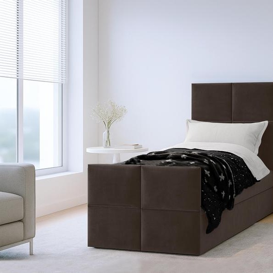 AX LIVING Sommier tapissier brun Aleyna lit 90 x 200 avec sommier tapissier