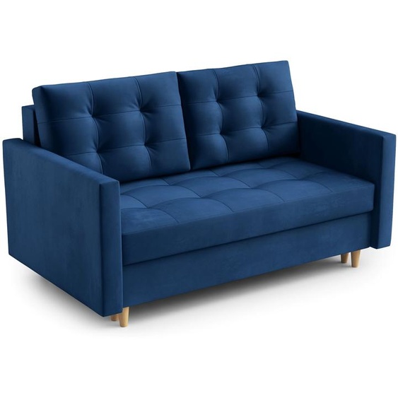 AX LIVING Spaxton Canapé 2 places petit 155 cm bleu foncé avec fonction sommeil