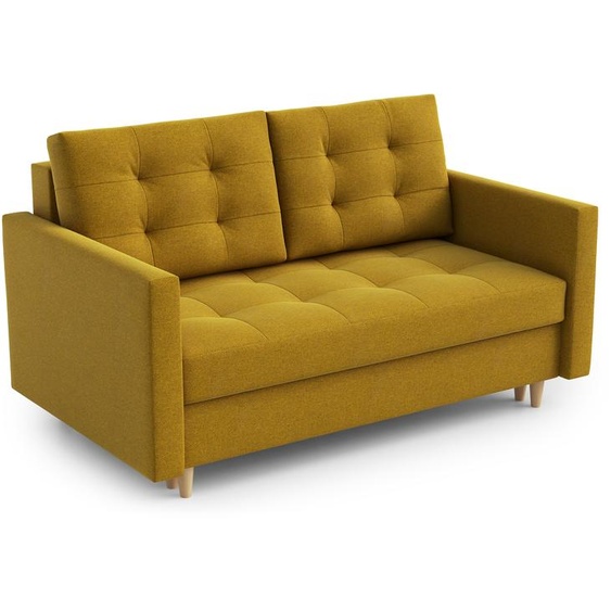 AX LIVING Spaxton Canapé 2 places Petit 155 cm Jaune avec fonction sommeil