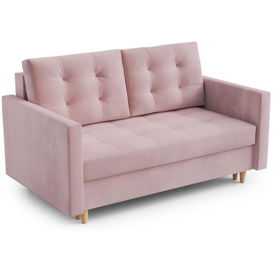 AX LIVING Spaxton Canapé 2 places Petit 155 Rose Fonction sommeil Espace de rangement