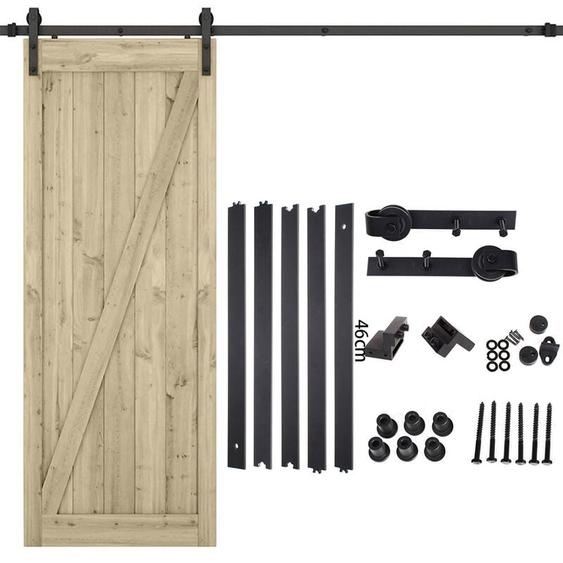 Axhup - 230CM Quincailleri Kit de Rail pour Porte Coulissante Ensemble Industriel pour Porte Suspendue