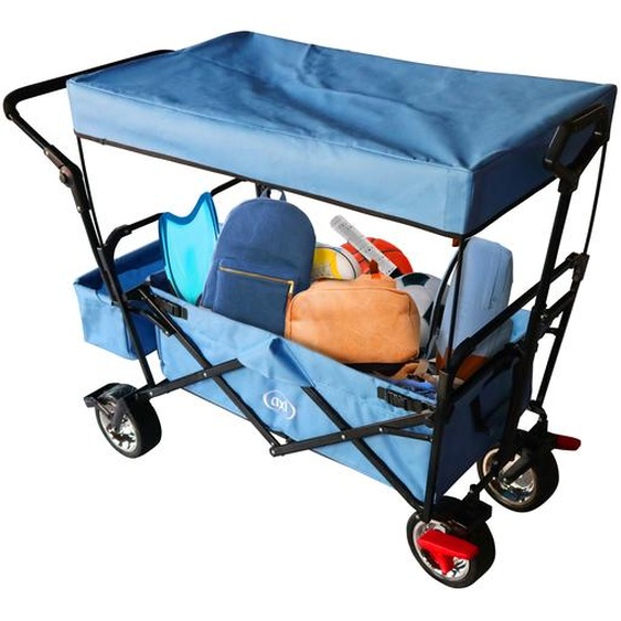 Axi Ab210 Chariot Pliable Avec Toit, Sac, Frein Et Barre De Poussée Gris | Chariot Pliable / Charrette De Jardin
