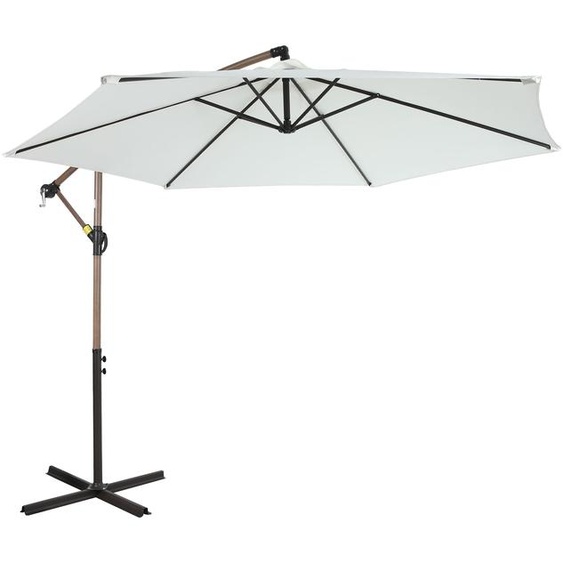 Axi Dion Parasol Rond Ø 300 Cm, Aspect Chêne/Beige | Pour Le Jardin / Terrasse Avec Armature Thermolaquée | Pied En Croix Inclus | Inclinable Et