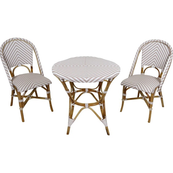 AXI Jacqueline Table et Chaise Bistrot, Rose Sombre/Blanc, 2 Chaises 1 Table, Ensemble Bistro Extérieur | Table de bistro avec 2 chaises, rotin |
