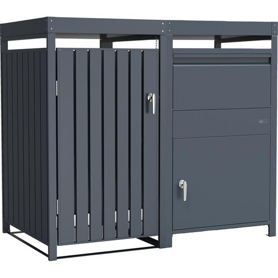 AXI Leon Cache poubelle avec Louis boîte aux lettres Anthracite – 1 conteneur - Max. 240L - Abri Poubelle Extérieur avec Excellente Ventilation |