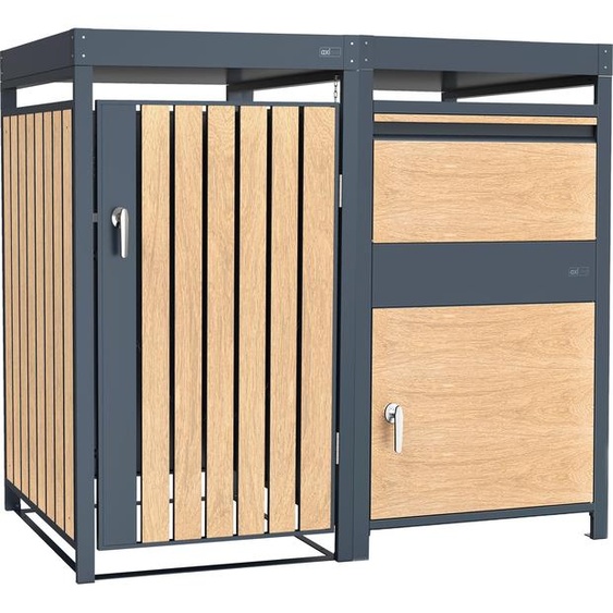 AXI Leon Cache poubelle avec Louis boîte aux lettres Anthracite/Effet bois –  1 conteneur - Max. 240L - Abri Poubelle Extérieur avec Excellente