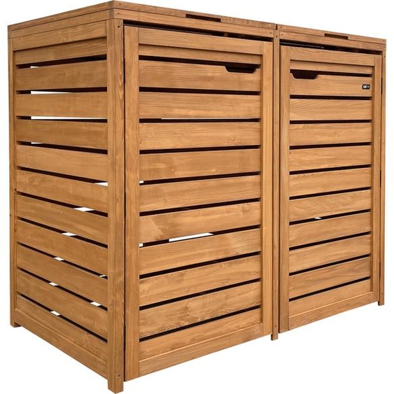AXI Lex Cache Poubelle en Bois Marron - Abri poubelle pour 2 conteneurs - Max. 240L - Abri Poubelle Extérieur avec Excellente Ventilation