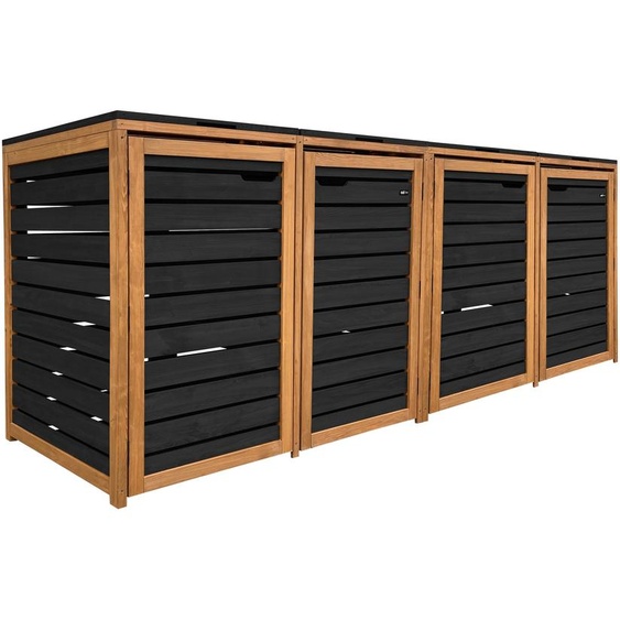Axi Lex Cache Poubelle En Bois Noir/Marron - Abri Poubelle Pour 4 Conteneurs - Max. 240L - Abri Poubelle Extérieur Avec Excellente Ventilation