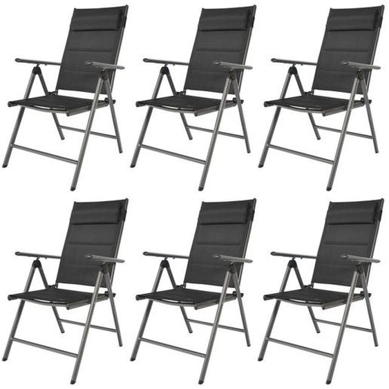 AXI Mack 6 Chaises de camping Anthracite/noir  Chaises jardin pliantes et compactes 7 positions avec Coussin  Cadre aluminium
