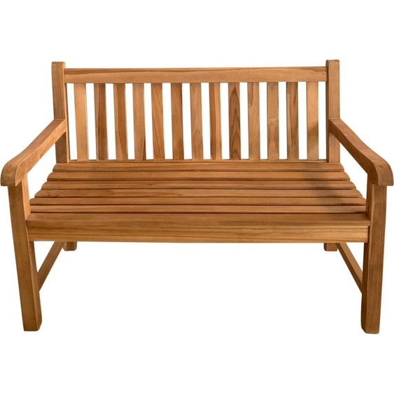 AXI Nowi Banc de Jardin en Bois de Teck, Brun | Banc en bois avec accoudoirs | Banc de parc en teck pour jardin / terrasse avec dossier pour 2