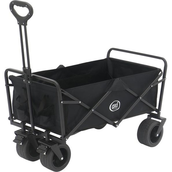 AXI SB131 Chariot de Plage Pliable Noir | Chariot de Transport pliable avec Barre de Traction, Sangle, Housse, Poche intérieure et Porte-Boissons -