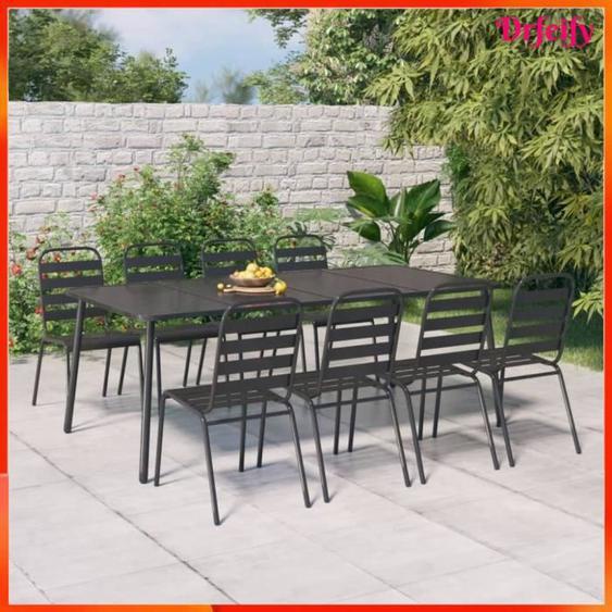 Ayhao Table de jardin anthracite 200x100x71 cm acier 123456