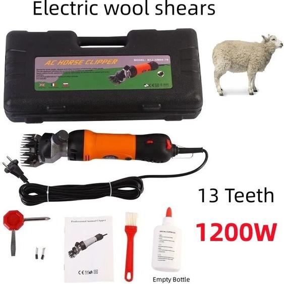 AZIYUHEA Tondeuse à cheveux électrique pour moutons et chèvres, ciseaux à laine dalpaga, machine à tailler les moutons, 6 vitesses, 13 dents, 1200W