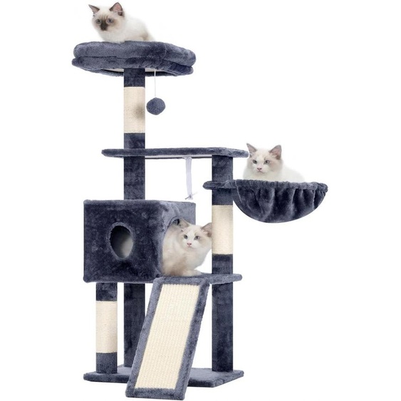 Azomor : un arbre à chat spacieux et solide, à plusieurs niveaux, pour les chats dintérieur