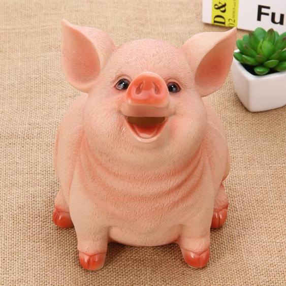 B 21X16X16CM - Grosse tirelire cochon mignon, Boîte dépargne pour pièces de monnaie en résine, Dessin animé