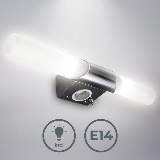 B.k.licht - Lampe miroir moderne avec prise & interrupteur, led blanc chaud 3000K, dimmable, économe en énergie, idéale pour salle de bain &