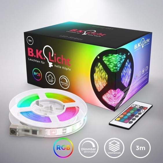 B.K.Licht bande LED 3m silicone RVB télécommande autocollant changement couleur ruban lumineux éclairage décoratif chambre salon cuisine