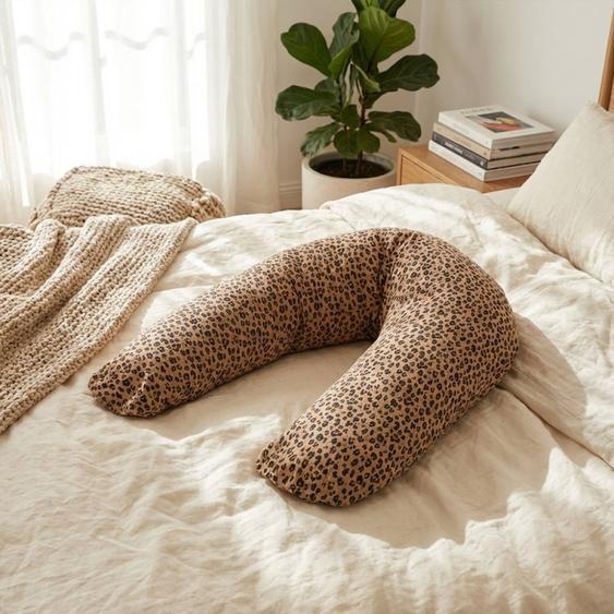 Babysom - Coussin De Maternité 3 En 1 : Grossesse, Allaitement &amp$ Repos Bébé - Housse Double Gaze En Coton - Motif Léopard - Xxl Multicolore