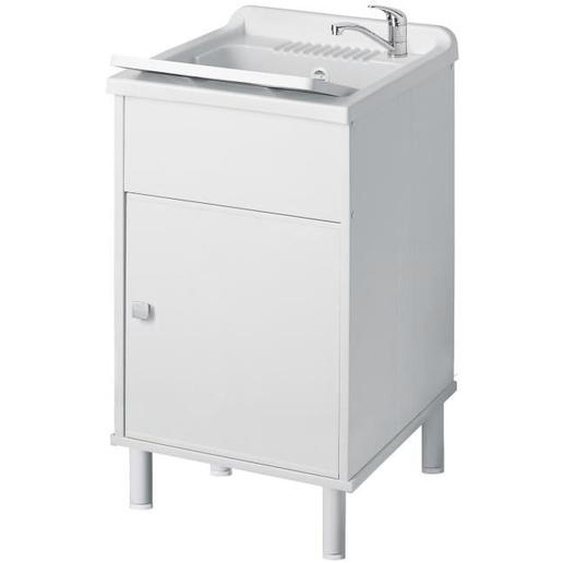 Bac à laver avec meuble en PVC blanc 50x45 cm mod. Garden - IDRALITE - Garden - Porte(s) - PVC - Blanc