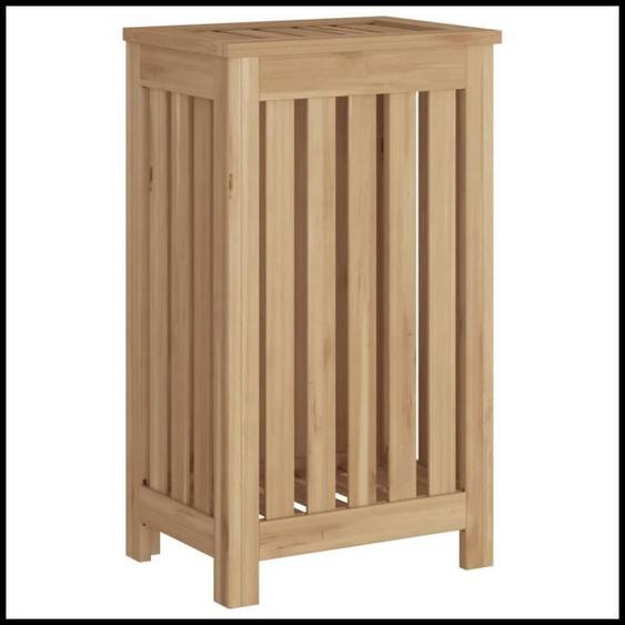 Bac à linge - CUQUE - AB340758 - Bois de teck massif - 35x25x60 cm - Avec couvercle