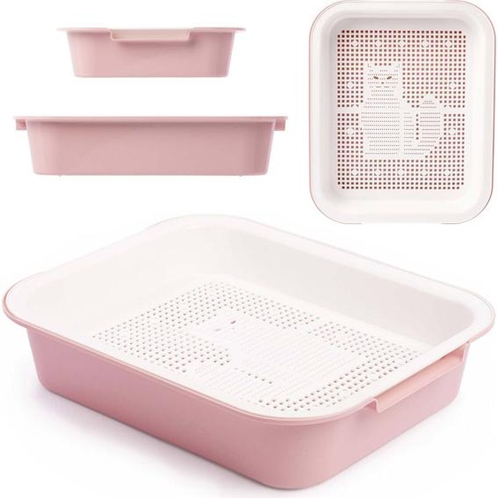 Bac à litière Bac à litière Chaton WC Tamis de nettoyage Rose