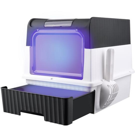 Bac à litière extensible, bactéricide Bac à litière avec pelle Portable Double porte Noir