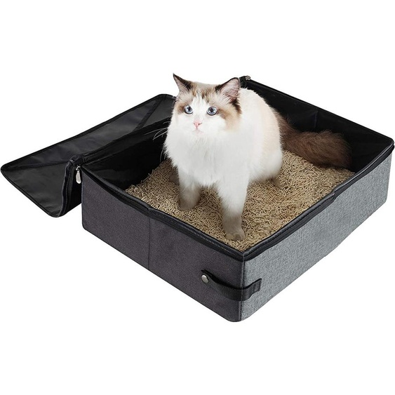 Bac à litière portable Voyage Bac à litière pliable étanche pour chats, 55x42.5x13cm