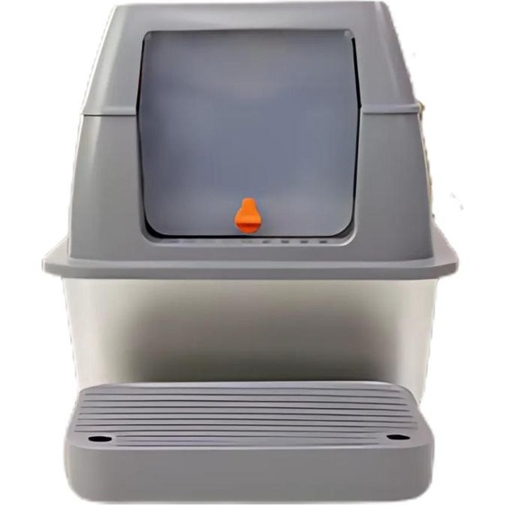 Bac à litière Tavien en acier inoxydable - Pour grands chats - Avec couvercle - Facile à nettoyer - Avec pelle