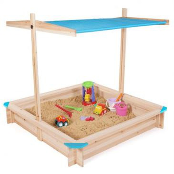 Idmarket - Bac à sable kids bois avec toit ouvrant bleu