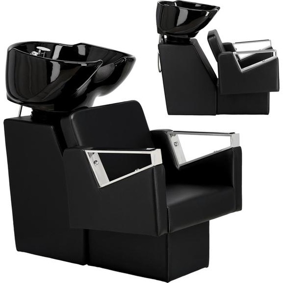 Bac à shampoing coiffure et barbier Tomas avec cuvette céramique mobile et robinetterie complète (mitigeur, douchette)
