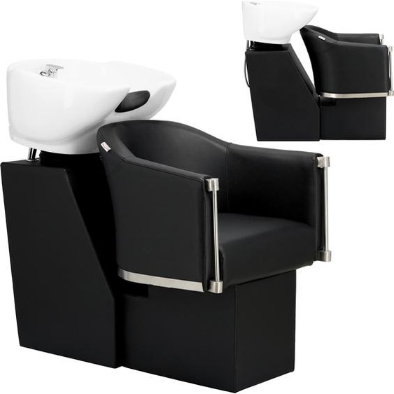 Bac à shampoing professionnel Lincoln avec cuvette céramique mobile, mitigeur et douchette pour salon de coiffure barbier