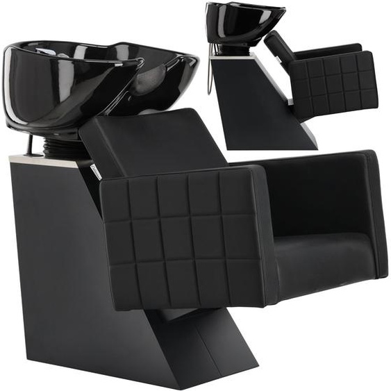 Bac à shampoing Tom pour salon de coiffure et barbier avec vasque céramique mobile, robinetterie et douchette