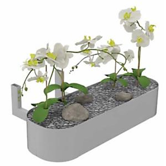 Bac de plantes artificielles pour table Station O - 4 orchidées - Gris