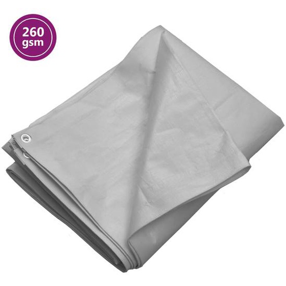 Bâche 260 g/m² 6x8 m Gris PEHD