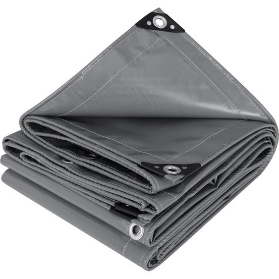 Bâche - Bâche industrielle en PVC - Imperméable - 500 g/m² - Oeillets Ø15/27 mm - Température -30 à +60 °C - 2 x 3 m - Gris foncé