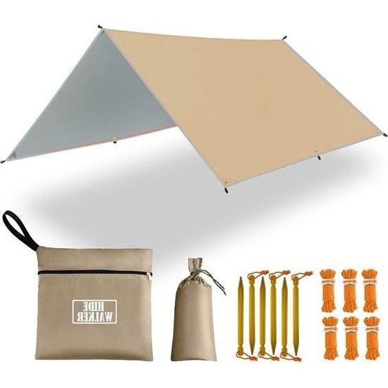 Bâche de camping imperméable - 5 x 3 mètres, bâche légère pour hamac avec protection contre la pluie, protection contre les UV, marquise, toile de tente pour lextérieur