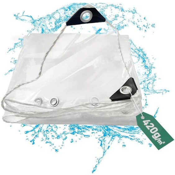 Bâche imperméable 420g/m² - Transparent - Résistante aux intempéries - 3x5m