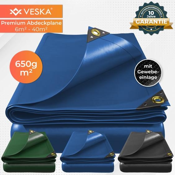 Bâche professionnelle 650 g/m² : bâche en tissu, bâche de protection, bâche pour bateau, couverture de piscine, tapis de sol pour tente, bâche de camion pour le camping et les activités de plein air - 5 x 8 m - 40 m² - bleu