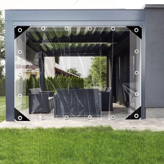 Bâche transparente avec illets bâche de couverture imperméable PVC 450 g/m² Pour pavillon, balcon, meubles de balcon,meubles de jardin avec corde et serre-câbles, taille : 4mx5m