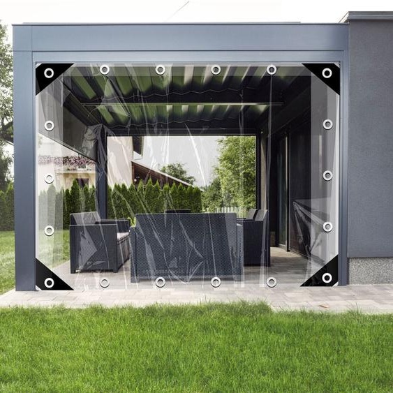 Bâche transparente avec œillets bâche de couverture imperméable PVC 450 g/m² Pour pavillon, balcon, meubles de balcon,meubles de jardin avec corde et serre-câbles, taille : 6mx3m