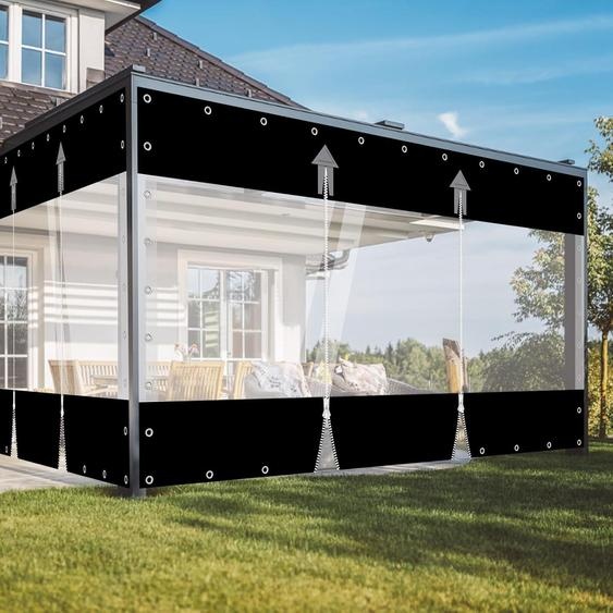 Bâche transparente avec illets Bâche de couverture imperméable Rideau extérieur 650G/m² Rideau de séparation Bâche de protection contre la pluie Bâche de tente pour garage terrasse jardin balcon,H2.2mx L 4.78m
