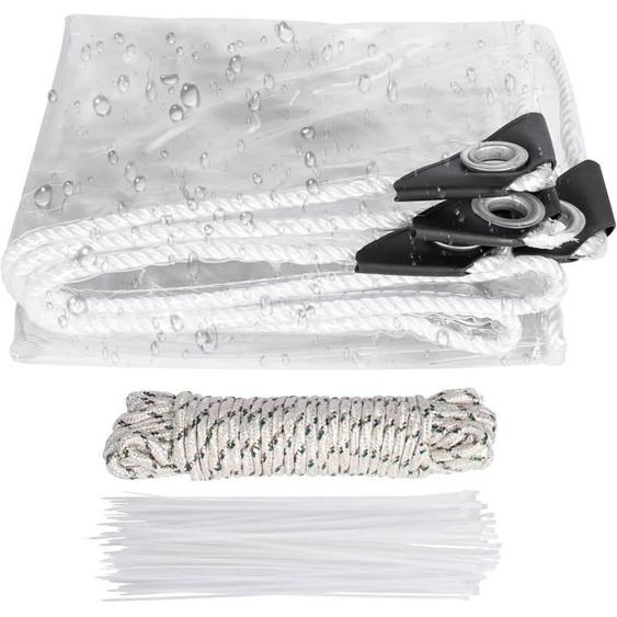 Bâche transparente imperméable en PVC avec œillets housse de pluie pliable de 03mm pour meubles de jardin3*6m