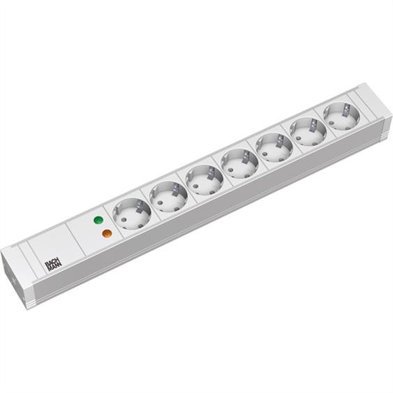 Bachmann 7x Schuko, 2m, 2 m, gris, plastique