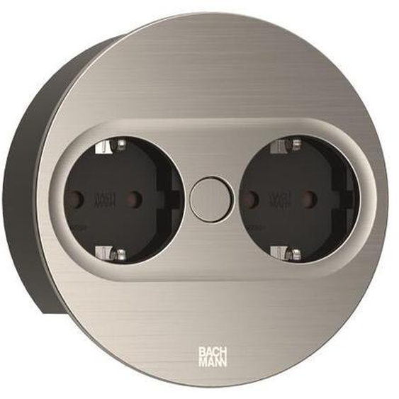 BACHMANN 946.000 TWIST 2 ronde OPTIQUE INOX avec 2 prises de courant de sécurité / Norme allemande / BACHMANN / Prise de courant