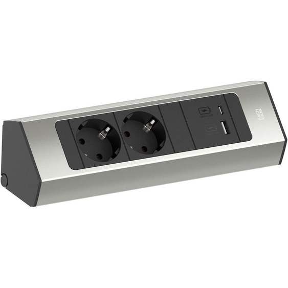 BACHMANN CASIA 2 2xCEE7/3 1xUSB A/C 22W 2.0m AEH aspect acier inoxydable