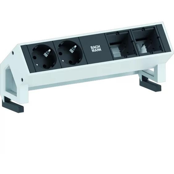 Bachmann DESK 2 - Bâti de prises - entrée, entrée GST18 - raccords de sortie : 2 - cordon 20cm - noir, argent (902.411)