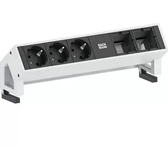 Bachmann DESK 2 - Bâti de prises - entrée, entrée GST18 - raccords de sortie : 3 - cordon de 20cm - Allemagne - noir, acier inoxydable (902.401)