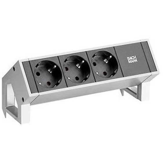 Bachmann DESK 2 - Bâti de prises - entrée, entrée GST18 - raccords de sortie : 3 - cordon de 20cm - Allemagne - noir, acier inoxydable (902.500)