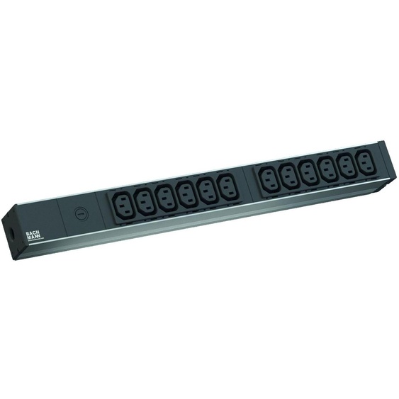 Bachmann IT PDU Basic - Unité de distribution dalimentation (montage en rack) - CA 230 V - 1 phase - entrée, entrée IEC 60320 C14 - prises de sortie : 12 (power IEC 60320 C13) - 1U - 48,3 cm (19) - cordon de 2,0m - gris, argent (800.2284)